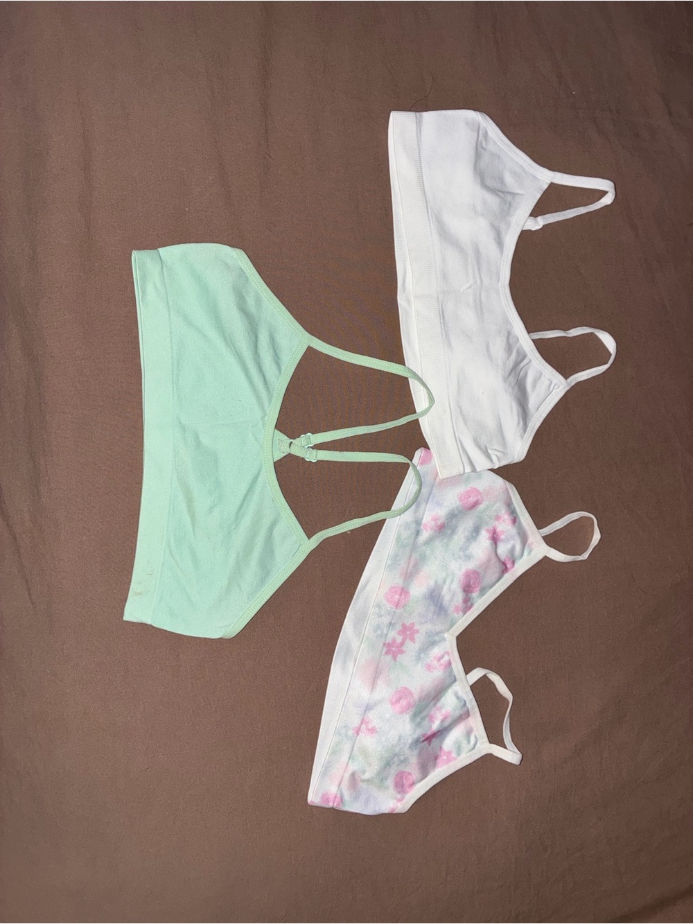 Kohls Bralette Trio - White, Mint & Pink Floral
